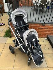 Uppababy Vista Twin pram system with baby bassinets and toddler seats. GREY, used for sale  LONDON