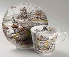 Used, Yorkshire Staffordshire England Ironstone Farm Scene Flat Cup & Saucer Set for sale  Chantilly