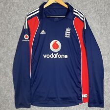 Adidas England Cricket Shirt 2009-09 Long Sleeve Top Vintage Blue Red Vodafone, used for sale  Shipping to South Africa