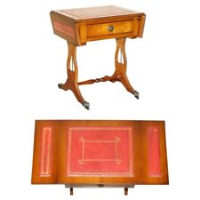 ENCANTADORA MESA LATERAL EXTENSIVA DE CUERO OXBLOOD DE COLECCIÓN CON INCRUSTACIÓN DE HOJA DE ORO segunda mano  Embacar hacia Argentina