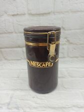 Vintage 1980s Nescafe Coffee Jar Cannister With Lid Brown Gold 19cm for sale  Shipping to South Africa