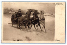 1913 Three Horse Carriage Running at Troika Romania Antique Postcard, used for sale  Shipping to South Africa