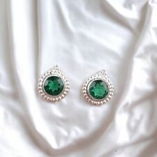 Gift For Her 925 Silver Natural Green Emerald Gemstone Drop/Dangle Earrings, used for sale  Shipping to South Africa