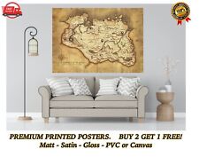 Skyrim Map Elder Scrolls Gaming pôster grande impressão arte presente A0 A1 A2 A3 A4 Maxi, usado comprar usado  Enviando para Brazil