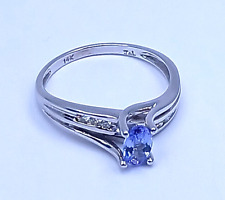 14k White Gold .50ct Oval Tanzanite Diamond RING Sz. 7.25 Natural Deep Purple for sale  Shipping to South Africa