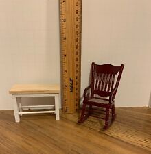 Dollhouse Miniature 1:12 Rocking Chair & wooden bench table for sale  Shipping to South Africa