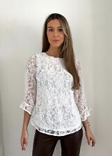 Blusa de renda floral branca Wallis nova em folha tamanho 10-20 comprar usado  Enviando para Brazil