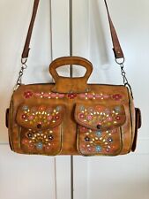 Bolsa de couro em relevo floral pintada à mão vintage anos 70 grande boho ooak comprar usado  Enviando para Brazil