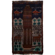 Tapete antigo tradicional pictórico 2'3"x4'2" tapete oriental de lã com nós à mão G25878 comprar usado  Enviando para Brazil