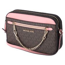 Michael Kors Jet Set Large East West Chain Crossbody Brown MK Primrose Pink for sale  Shipping to South Africa