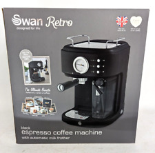 Used, Swan Retro Pump Espresso Coffee Machine w Automatic Milk Frother - Black (Boxed) for sale  Shipping to South Africa