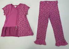 Naartjie Girls Pink Cotton Short Sleeve Tunic Top Ruffle Hem Pant 2Pc Set 7 8 for sale  Shipping to South Africa