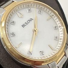 Bulova relógio feminino quartzo diamante detalhes ouro e prata 32mm 98P184 comprar usado  Enviando para Brazil