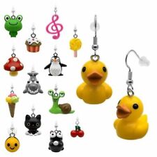 1 Pair Earrings Frog Cat Rubber Duck Mushroom Cherries Ice Cupcake Lollipop Bee for sale  Shipping to South Africa