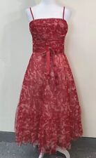 BCBG Maxazria Dress S Red Pink Tulle Floral Sleeveless Ruffle Hannah Montana for sale  Shipping to South Africa