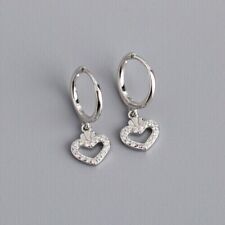 1.50Ct Round Cut Simulated Diamond Heart Dangle Earring In 14k White Gold Plated for sale  Shipping to South Africa
