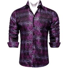 Men's Long Sleeve Black Paisley Silk Shirts Casual Tuxedo Social Shirt Luxury for sale  Shipping to South Africa
