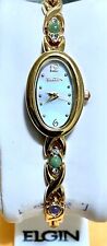 Reloj de pulsera vintage para mujer Elgin tono dorado con piedra multicolor. segunda mano  Embacar hacia Argentina