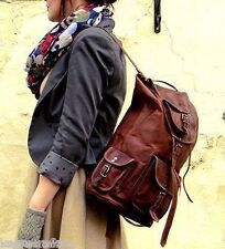 Nueva mochila de cuero marrón para hombre y mujer bolso de viaje y universidad segunda mano  Embacar hacia Argentina