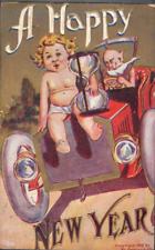 Cartão postal de ano novo, bebê com ampulheta, homem velho com foice, laminado precoce L2 comprar usado  Enviando para Brazil