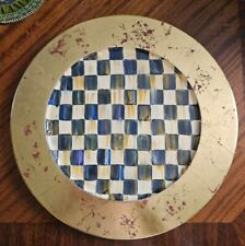 Bandeja de prato carregador de madeira pintada à mão MacKenzie Childs 14" xadrez cortês comprar usado  Enviando para Brazil