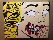 Used, Pop Art Crying Girl Hand Painted Acrylic Painting Canvas 16x20 for sale  Shipping to South Africa