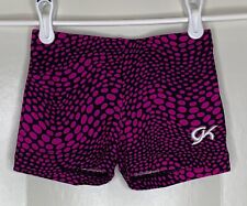 GK Elite Child Large CL L Berry Purple Black Print Nylon Gymnastics Cheer SHORTS for sale  Shipping to South Africa