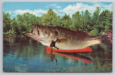 Used, Postcard The Big One Got Away Exaggerated Fish In Canoe for sale  Shipping to South Africa