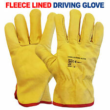 Premium Yellow Leather Driver Work Gloves Fleece Lined Lorry Truck Driving Glove for sale  Shipping to South Africa