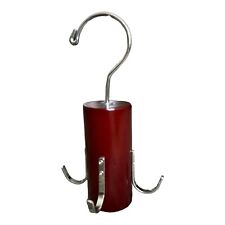 Closet Organizer Accessory Cylindrical Wood Hanger 4 Metal Hooks Belt Tie Scarf for sale  Shipping to South Africa