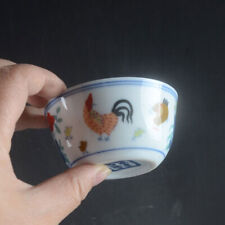 Taza de tazón chino Ming Chenghua colores porcelana azul y blanco diseño gallo 6 piezas, usado segunda mano  Embacar hacia Argentina