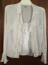  Peter Nygard White Ruffle &Lace Long Sleeve Top with Camisole Size Petites 4 GC for sale  Shipping to South Africa