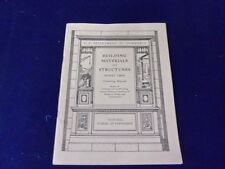 1940 BUILDING MATERIALS & STRUCTURE BOOKLET/ PLUMBING MANUAL - II 7481 for sale  Shipping to South Africa