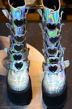 Botas de plataforma de holograma Demonia Swing 230 para mujer talla 7 zapatos de fiesta segunda mano  Embacar hacia Argentina
