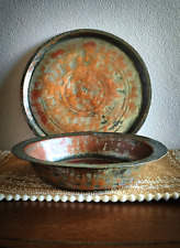 Plato y tazón de cobre liso antiguo rústico segunda mano  Embacar hacia Argentina