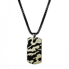 Exército Militar Homens Aço Inoxidável Camuflagem Dog Tag Pingente Colar Corrente comprar usado  Enviando para Brazil