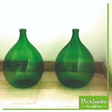 Coppia di Damigiane in vetro verde, vaso da terra,design, 54 L, vintage,2 pezzi  usato  Lecce