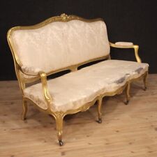 Sofa Canapé Meuble Salon en Bois D'Or Tissu Style Ancien Luigi XV Séances segunda mano  Embacar hacia Argentina