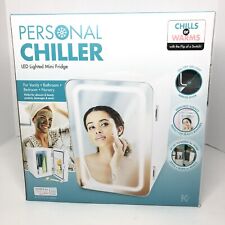 Personal Chiller LED Lighted Mini Fridge with Mirror Door Chill or Warm - White for sale  Shipping to South Africa