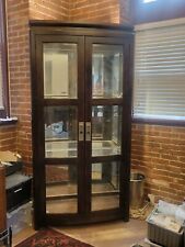 Used, ANTIQUE TALL Dark Mahogany CURIO CABINET glass doors,glass sides,3 glass shelves for sale  Pittsburgh