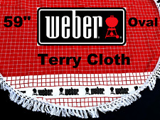 Toalha de mesa Weber Grill logotipo vermelho branco quadriculado churrasco, piquenique 59" pano felpudo franja comprar usado  Enviando para Brazil