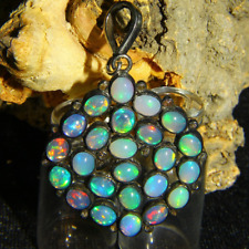 Natural Ethiopian Welo Fire Opal Diamond 925 Sterling Silver Pendant, used for sale  Shipping to South Africa