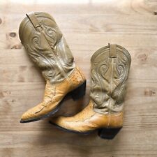 Vintage Tony Lama Leather Ostrich Quill Winged Tip Cowboy Boots for sale  Shipping to South Africa