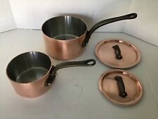 Set of 2 Vintage E Dehillerin France Copper Sauce Pans Pots with Lids for sale  Shipping to South Africa