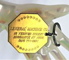 Chaveiro de metal vintage General Machine Co. Binghamton NY tom dourado publicidade comprar usado  Enviando para Brazil