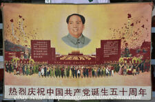 36" Chinese Commemorate Chairman Mao 50 Years Silk Embroidery Thangka Scroll comprar usado  Enviando para Brazil