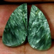 20.20 Cts Seraphinite Loose Gemstone Fancy Cabochon Pair Natural 11X23X4MM for sale  Shipping to South Africa