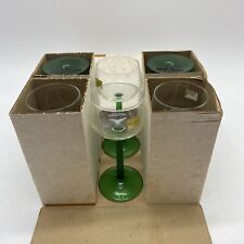 Box 6 Vintage Luminarc Emerald Green Stem Rhine Wine Glasses France 1970’s 6 1/4 for sale  Shipping to South Africa