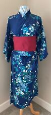 Kimono yukata de algodón floral azul y blanco para mujer Sakurai Shoji con cinturón usado segunda mano  Embacar hacia Mexico