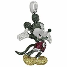Colgante con dije de moissanita Mickey Mouse de corte redondo de 2,30 quilates enchapado en oro blanco de 14 k segunda mano  Embacar hacia Mexico